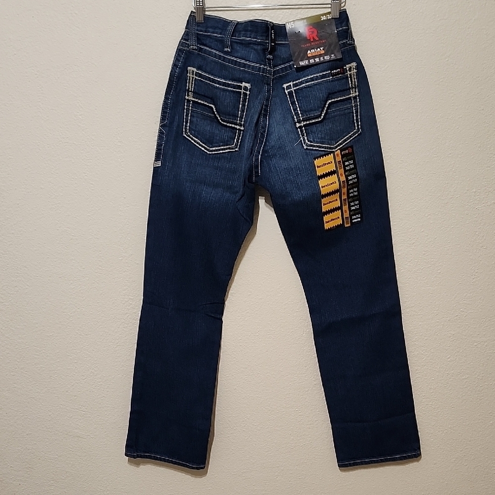 Ariat Blue and Cream Straight Jeans with Classic Indigo Style - Picture 11 of 15